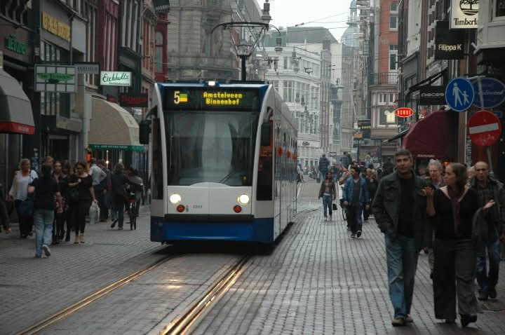 A tram on an Amsterdam street