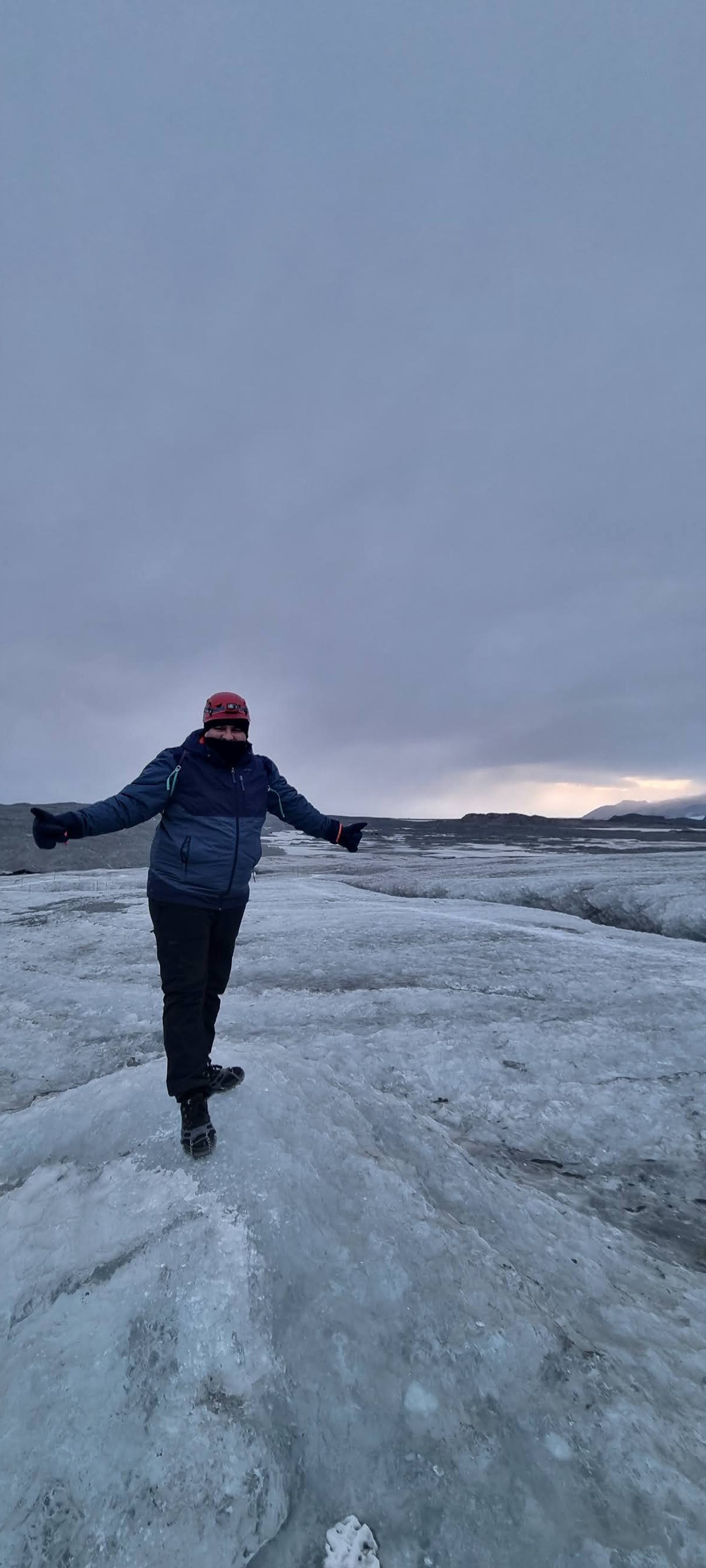 A traveler on an icy landscape