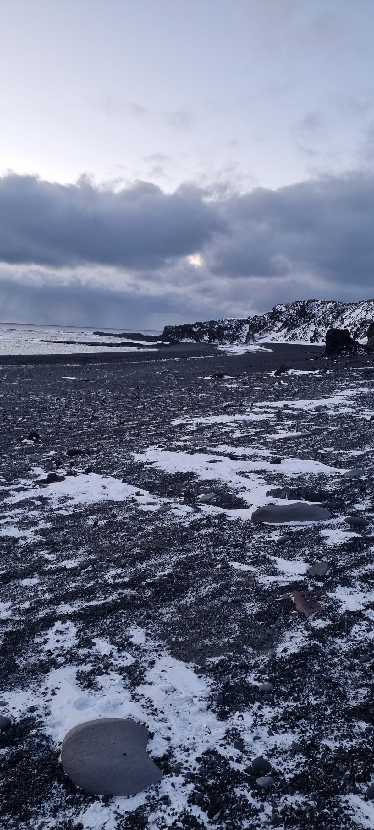 Black stone shore in Iceland