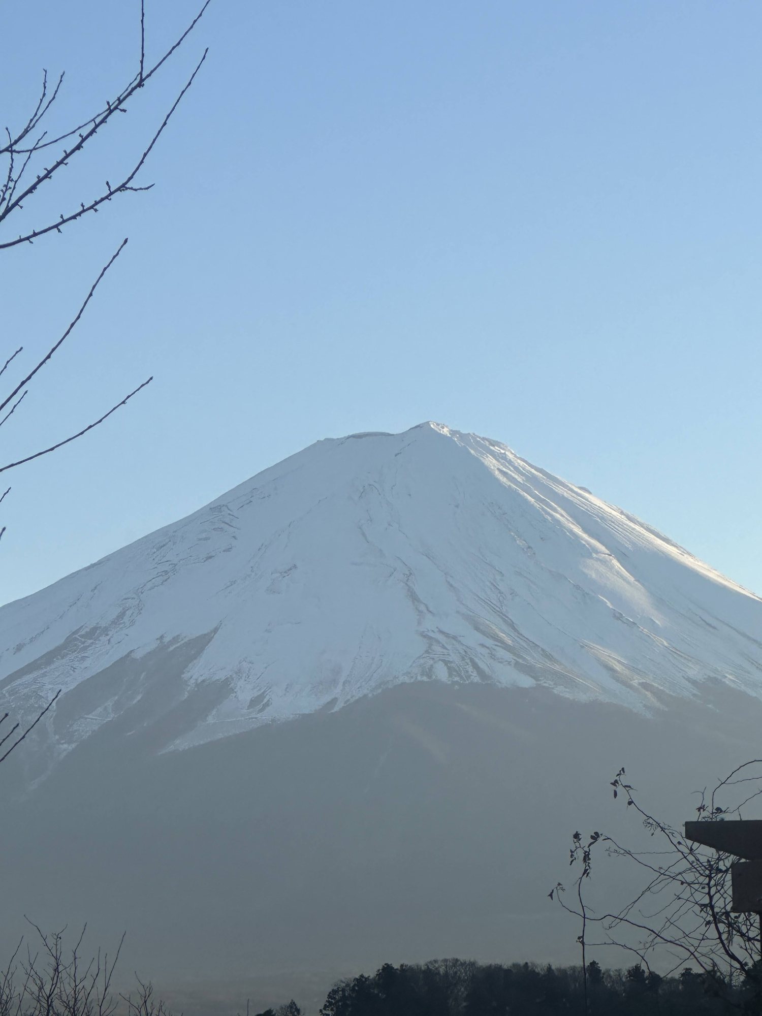 Close view of snow-covered Mount Fuji